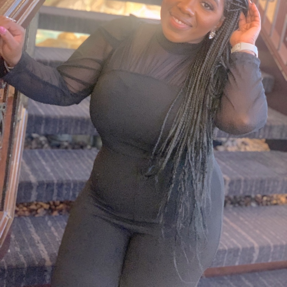 Black Mesh Jumpsuit